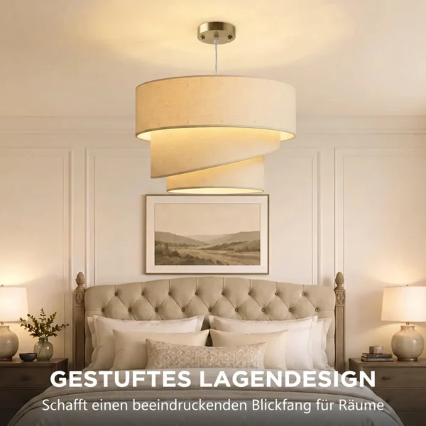 Hanglamp Met 3 Linnen Kappen, Moderne Plafondlamp In Hoogte Verstelbaar, Beige, Lichtbron Niet Inbegrepen