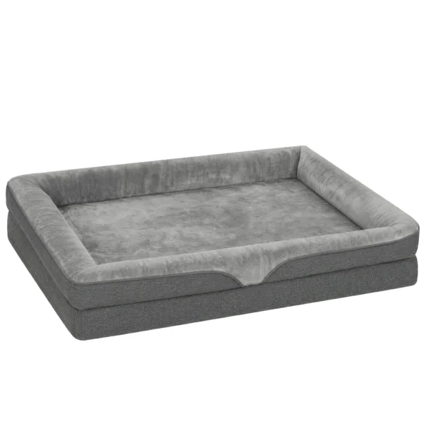 Hondenbed Met Verhoogde Randen Antislip Onderkant Linnenlook Wasbaar Hondenkussen Spatwaterbestendig 91x68x16cm
