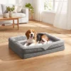 Hondenbed Met Verhoogde Randen Antislip Onderkant Linnenlook Wasbaar Hondenkussen Spatwaterbestendig 91x68x16cm