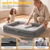 Hondenbed Met Verhoogde Randen Antislip Onderkant Linnenlook Wasbaar Hondenkussen Spatwaterbestendig 91x68x16cm