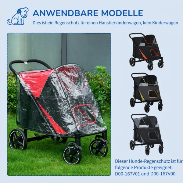 Hondenbuggy Regenhoes Regenbescherming Voor Hondenbuggy Regenkap Met Achterwaartse Ingang Klittenbandsluitingen