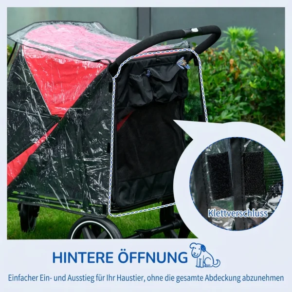 Hondenbuggy Regenhoes Regenbescherming Voor Hondenbuggy Regenkap Met Achterwaartse Ingang Klittenbandsluitingen
