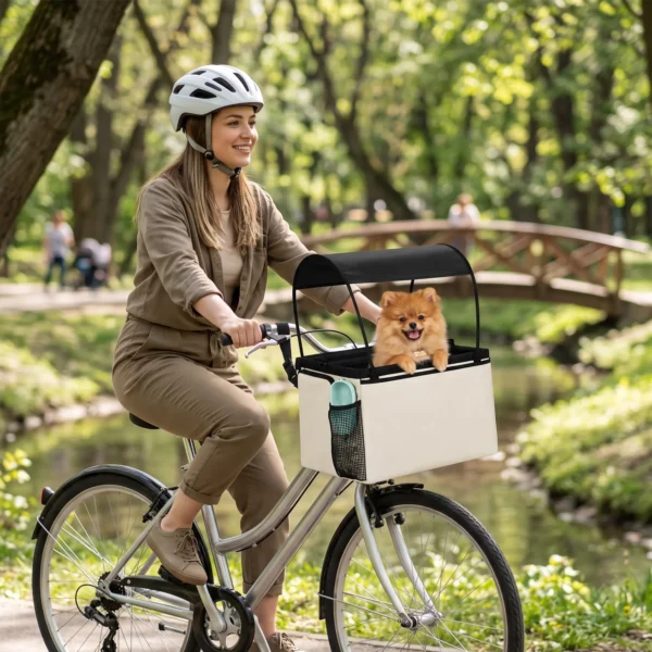 Hondenmand Fiets Voor 2 in 1 Draagbare Hondenfietsmand Met Deksel Veiligheidslijn Schouderriem Zijtassen 5kg
