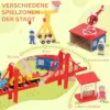 Houten Treinset 133 Stukken Treinset Met Elektrische Locomotief, Basisplaat, Rails, Kraan, Brug Geschikt Voor Peuters Vanaf 3 Jaar