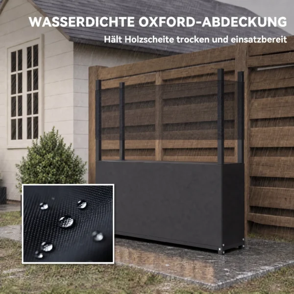 Kaminhoutrek 106 X 25 X 113 Cm Brandhoutrek Met 600D Oxford hoes Stalen Frame Tot 250 Kg Zwart