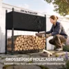 Kaminhoutrek 106 X 25 X 113 Cm Brandhoutrek Met 600D Oxford hoes Stalen Frame Tot 250 Kg Zwart
