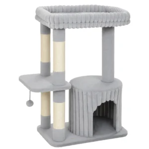 Kattenboom, 93 Cm 3 traps Krabpaal Met Sisal Krabstammen, Knuffelhol, Groot Ligoppervlak, Platform, Tot 6 Kg