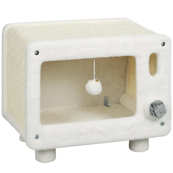 Kattenhuis In TV ontwerp, Kattenhol Met Hangmat En Speelbal, Sisal Krabmat, Voor Katten Tot 7 Kg 50 X 33 X 42 Cm