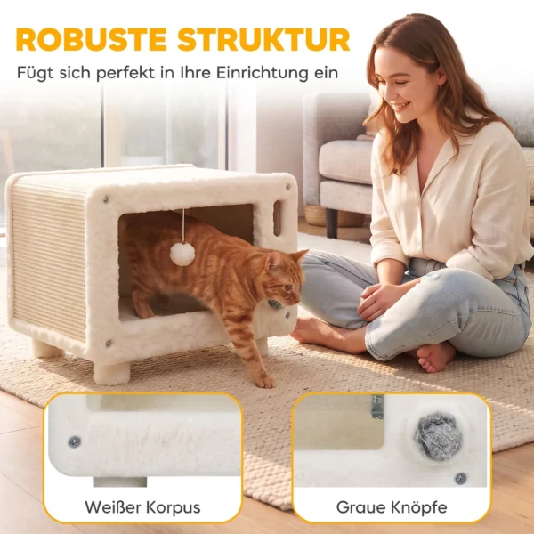 Kattenhuis In TV ontwerp, Kattenhol Met Hangmat En Speelbal, Sisal Krabmat, Voor Katten Tot 7 Kg 50 X 33 X 42 Cm
