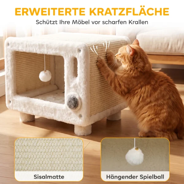 Kattenhuis In TV ontwerp, Kattenhol Met Hangmat En Speelbal, Sisal Krabmat, Voor Katten Tot 7 Kg 50 X 33 X 42 Cm