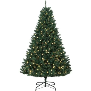 Kerstboom, 550 Warmwitte LED's, 1494 Takken, Brandvertragend, Kunststof/Metaal, 180 X 112 Cm, Groen
