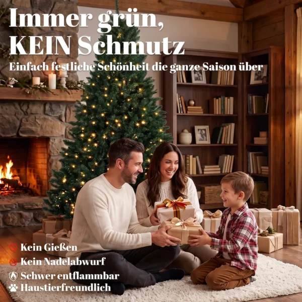 Kerstboom, 550 Warmwitte LED's, 1494 Takken, Brandvertragend, Kunststof/Metaal, 180 X 112 Cm, Groen
