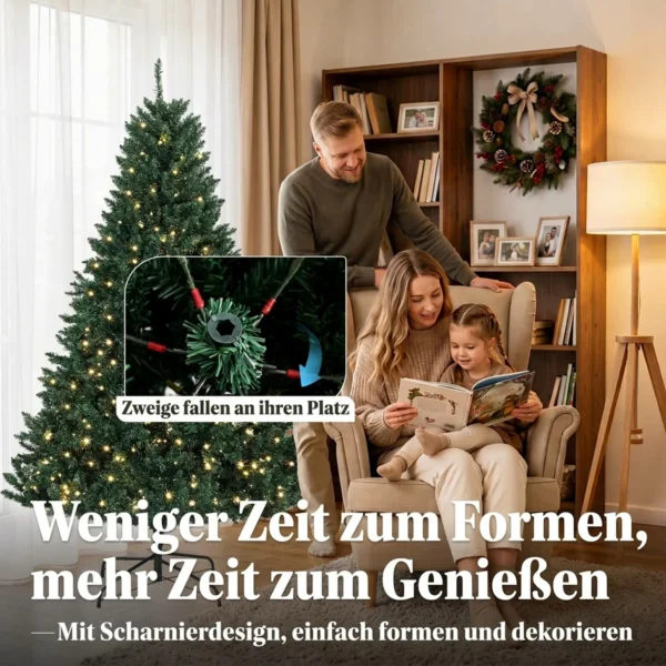 Kerstboom, 550 Warmwitte LED's, 1494 Takken, Brandvertragend, Kunststof/Metaal, 180 X 112 Cm, Groen