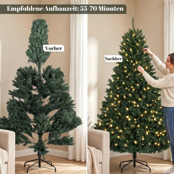 Kerstboom, 550 Warmwitte LED's, 1494 Takken, Brandvertragend, Kunststof/Metaal, 180 X 112 Cm, Groen