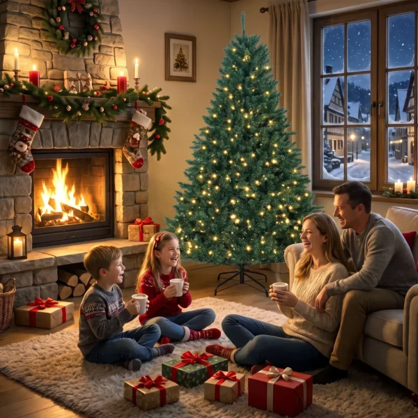 Kerstboom, 550 Warmwitte LED's, 1494 Takken, Brandvertragend, Kunststof/Metaal, 180 X 112 Cm, Groen