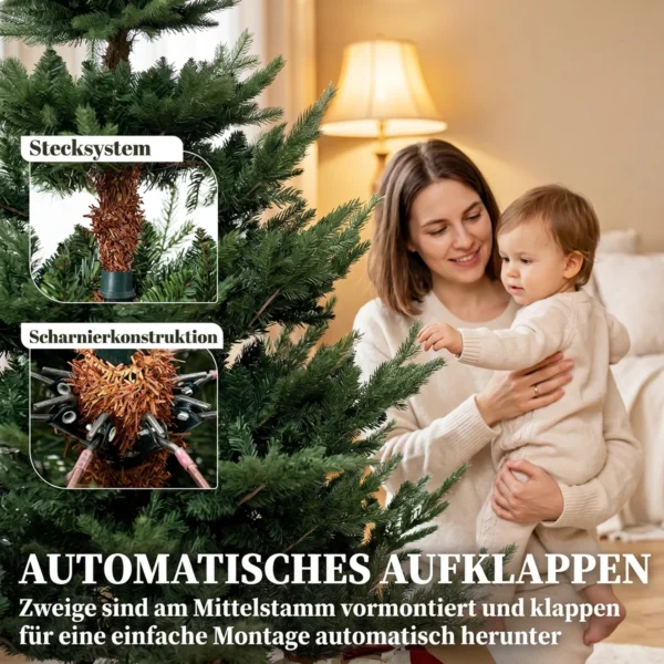 Kerstboom, Kunstmatige Spar, Realistisch Uiterlijk, Snelle Opbouw, Kunststof, Groen, 140 X 140 X 210cm