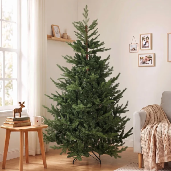 Kerstboom, Kunstmatige Spar, Realistisch Uiterlijk, Snelle Opbouw, Kunststof, Groen, 140 X 140 X 210cm