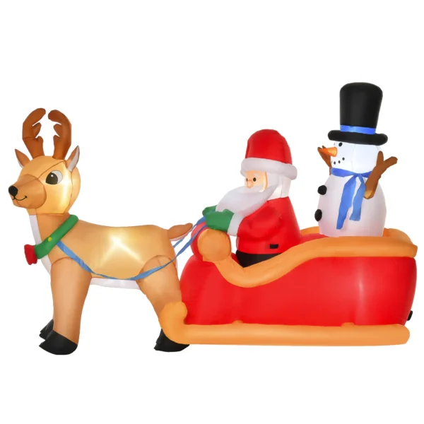 Kerstdecoratie Opblaasbare Kerstman Buiten Kerstdecoratie, Slee, Incl. Blazer, 1,8 M, Rood + Bruin