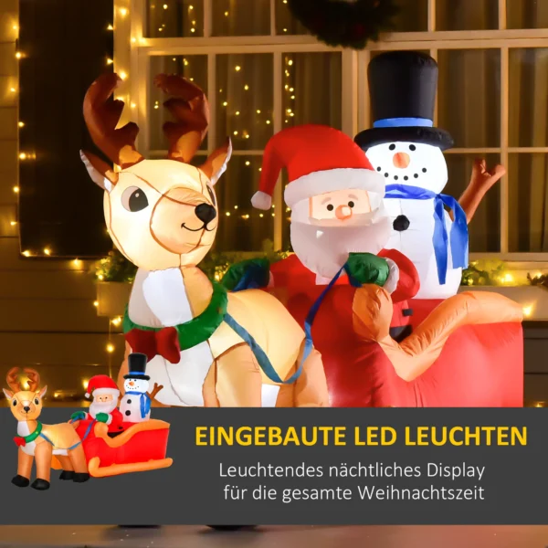 Kerstdecoratie Opblaasbare Kerstman Buiten Kerstdecoratie, Slee, Incl. Blazer, 1,8 M, Rood + Bruin