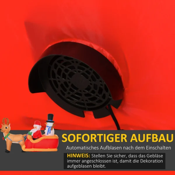 Kerstdecoratie Opblaasbare Kerstman Buiten Kerstdecoratie, Slee, Incl. Blazer, 1,8 M, Rood + Bruin