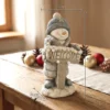 Kerstdecoratie Sneeuwpop Figuur, Verlichte Kerststandbeeld Gemaakt Van MGO Met Welkom bord, LEDs En Dag timer