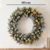 Kerstkrans 60 Cm Verlicht Deurkrans Met 50 LEDs Dennenappels Kunstmatige Sneeuw Voor Kerstmis Advent Voordeur