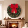 Kerstkrans 61 Cm Deurkrans Met Crestwood Sparren Design, Strik, 50 LEDs, 140 Takpunten, 8 Verlichtingsmodi