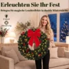 Kerstkrans 61 Cm Deurkrans Met Crestwood Sparren Design, Strik, 50 LEDs, 140 Takpunten, 8 Verlichtingsmodi
