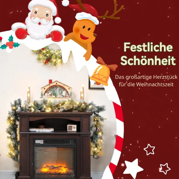 Kerstkrans Met 216 Besneeuwde Takken, 50 LED lampjes, Ø25x180 Cm, Groen & Wit