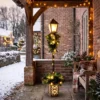 Kerststraatlantaarn Met 50 Warmwitte LED's, Buitenlantaarn Met 159 PVC takpunten En Rode Bessen