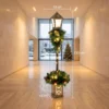 Kerststraatlantaarn Met 50 Warmwitte LED's, Buitenlantaarn Met 159 PVC takpunten En Rode Bessen