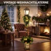 Kerststraatlantaarn Met 50 Warmwitte LED's, Buitenlantaarn Met 159 PVC takpunten En Rode Bessen
