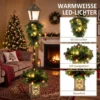 Kerststraatlantaarn Met 50 Warmwitte LED's, Buitenlantaarn Met 159 PVC takpunten En Rode Bessen