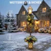 Kerststraatlantaarn Met 50 Warmwitte LED's, Buitenlantaarn Met 159 PVC takpunten En Rode Bessen