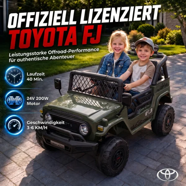 Kinder Elektrische Auto TOYOTA FJ 24V Elektrische Auto Voor Kinderen Met Afstandsbediening 200W Motor Lithium Batterij 2 Zitter Voor 3 8