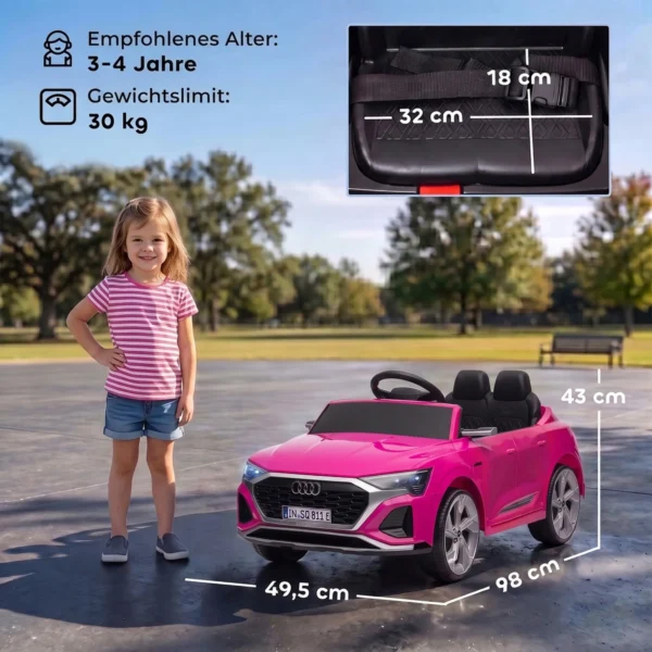 Kinder Elektroauto 12V Kinderauto Met Afstandsbediening 2 Motor Zachte Start 4 Wiel Ophanging LED Koplampen Claxon Muziek