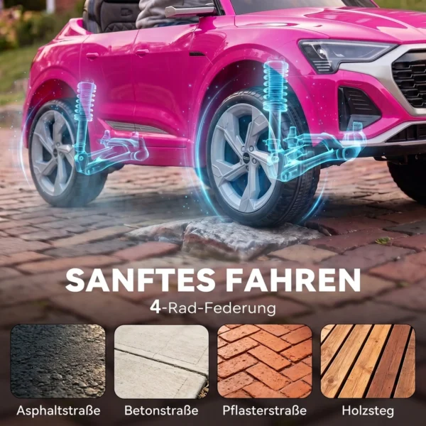 Kinder Elektroauto 12V Kinderauto Met Afstandsbediening 2 Motor Zachte Start 4 Wiel Ophanging LED Koplampen Claxon Muziek