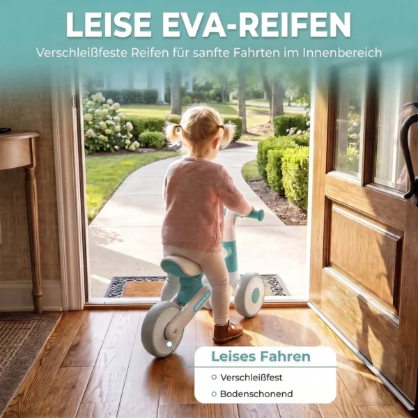 Kinderen Loopfiets Opvouwbaar Looplerenfiets Met Stille EVA wielen Hoogteverstelbare Zitplaats Voor 1 2 Jaar Blauw