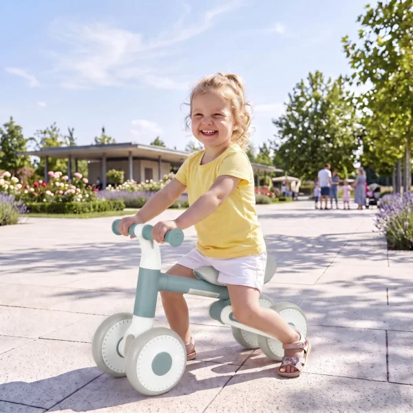 Kinderen Loopfiets Opvouwbaar Looplerenfiets Met Stille EVA wielen Hoogteverstelbare Zitplaats Voor 1 2 Jaar Blauw