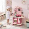 Kinderkeuken Kinder 33 delig Speelkeuken Accessoires Met Licht, Geluid, Opslagruimte, Speelgoedspoelbak, Fornuis En Oven 3 6 Jaar