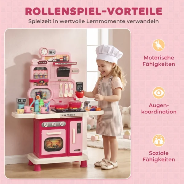 Kinderkeuken Kinder 33 delig Speelkeuken Accessoires Met Licht, Geluid, Opslagruimte, Speelgoedspoelbak, Fornuis En Oven 3 6 Jaar