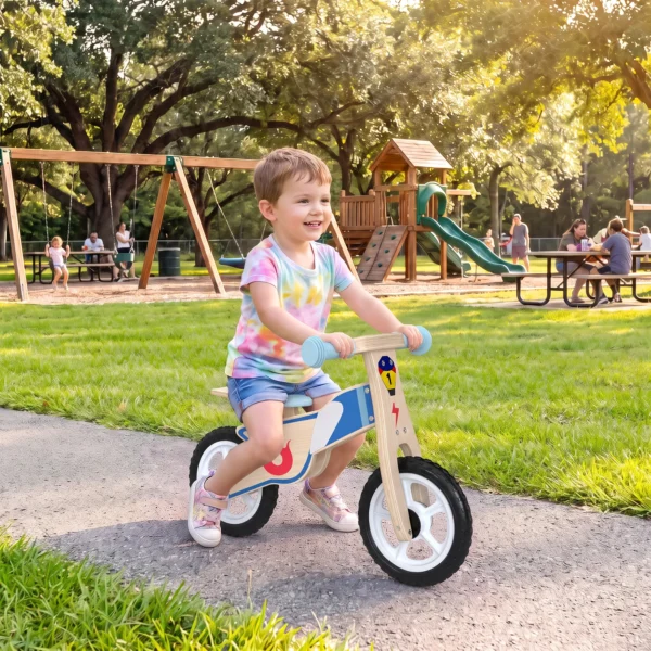 Kinderloopfiets 3 5 Jaar Baby Tot 50 Kg Houten Loopfiets Met EVA Wielen Verstelbare Zithoogte Natuurhout