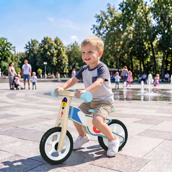 Kinderloopfiets 3 5 Jaar Baby Tot 50 Kg Houten Loopfiets Met EVA Wielen Verstelbare Zithoogte Natuurhout