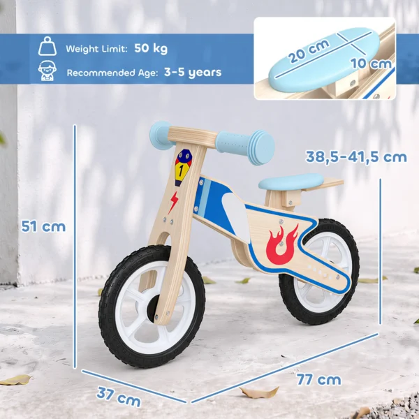 Kinderloopfiets 3 5 Jaar Baby Tot 50 Kg Houten Loopfiets Met EVA Wielen Verstelbare Zithoogte Natuurhout