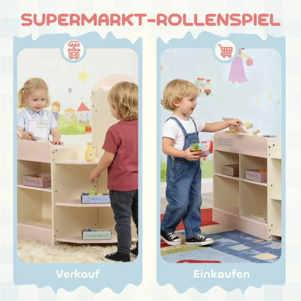 Kinderwinkel Supermarkt Met Kassa Scanner Verkoopautomaat Speelgoedaccessoires Voor Kinderen Vanaf 3 Jaar Roze