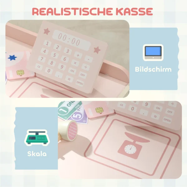 Kinderwinkel Supermarkt Met Kassa Scanner Verkoopautomaat Speelgoedaccessoires Voor Kinderen Vanaf 3 Jaar Roze