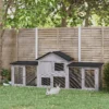 Klein Dierenhok Met 2 Buitenrennen, Asfaltdak, Vurenhout, Grijs + Zwart