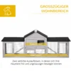 Klein Dierenhok Met 2 Buitenrennen, Asfaltdak, Vurenhout, Grijs + Zwart