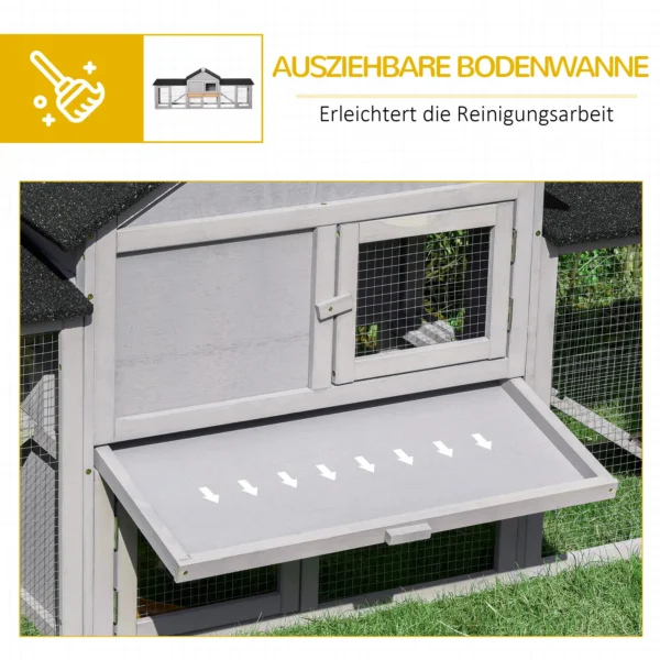Klein Dierenhok Met 2 Buitenrennen, Asfaltdak, Vurenhout, Grijs + Zwart