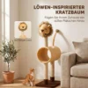 Krabpaal 104 Cm Kattenboom Met Leeuw ontwerp Krabpaal, Tunnel, Hangende Staart Tot 7 Kg, Lichtbruin